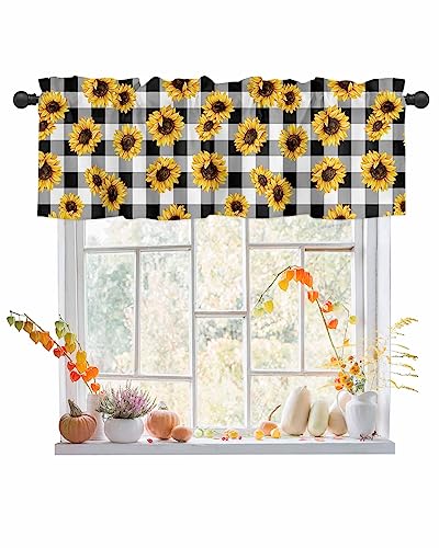 Coffee Theme Window Curtains Valance Rod Pocket Curtain Drapery for Living Room Kitchen Bathroom Coffee Beans Sugar SoftWashable Small Window Treatment Valances Farmhouse 1 Panel 54x18inch