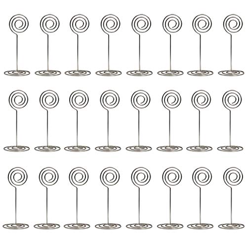 Novelty Place 24 Pack Table Number Holder Stand Place Card Holder for Wedding Party Office Paper Memo Menu Note Clips  Silver