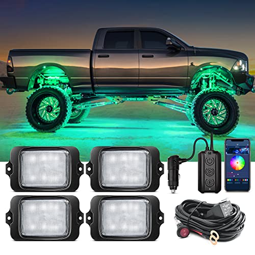 MICTUNING 4 Pods C3 RGBW LED Rock Lights  Underglow Multicolor Neon Light Only Sold for Adding More Lights to 4 Pods8 Pods C3 Lights Kit Not Include Control Box