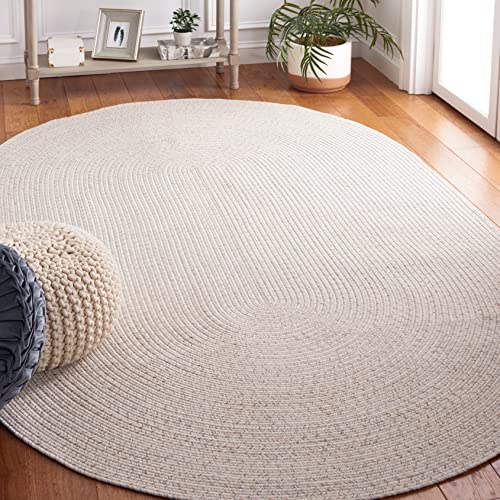 SAFAVIEH Braided Collection 539 x 839 GreyIvory BRA201F Handmade Farmhouse Living Room Dining Bedroom Area Rug