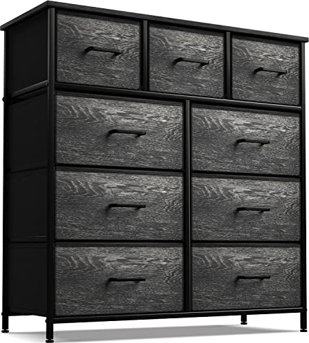 Sorbus Dresser with 8 Faux Wood Drawers  Storage Unit Organizer Chest for Clothes  Bedroom Hallway Living Room Closet  Dorm Furniture  Steel Frame Wood Top  Easy Pull Fabric Bins