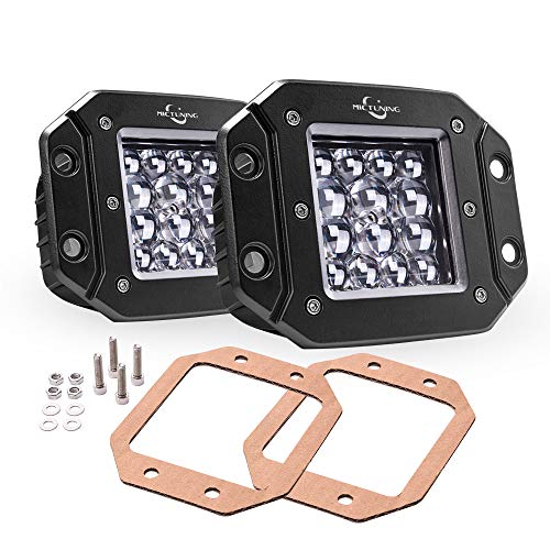 MICTUNING QuadRow Led Pods 2Pcs 5 inch Flush Mount Led Light Bar Spot Beam Off Road Backup Driving Lights Fog Lamp Compatible with Jeep Bumper ATV UTV SUV Truck Boat