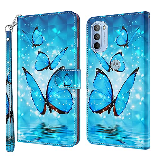 ALILANG Phone Case for Motorola Moto G31 Case Moto G41 Case Premium Flip Magnetic Closure Stand Function Card Holder PU Leather Cover for Moto G31 Wallet CaseBlue Butterfly