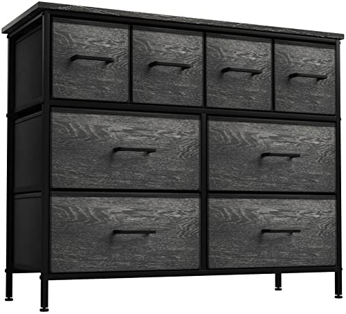 Sorbus Dresser with 8 Faux Wood Drawers  Storage Unit Organizer Chest for Clothes  Bedroom Hallway Living Room Closet  Dorm Furniture  Steel Frame Wood Top  Easy Pull Fabric Bins