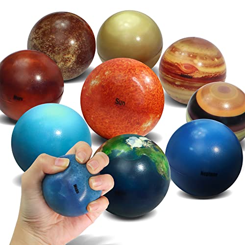 Novelty Place Solar System Stress Balls  10 Pcs AntiStress Planetary Balls for Kids and Adults  Relaxation Gadgets Fidget Toys Astronomy Gifts Space Theme Party Favor Carnival Prizes