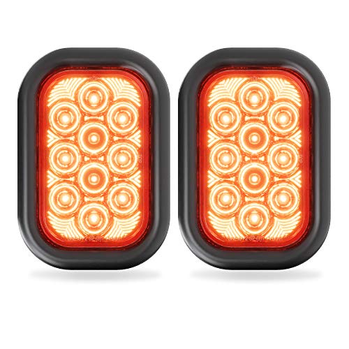 5 x 3 Rectangular Amber 10 LED Trailer Tail Light DOT Certified Truck Park Turn Signal Lights IP67 Waterproof RV Semi Truck Taillight 24 Bright LED With Colored Lens Grommet  Plugs Included