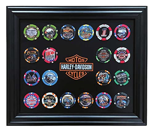 HarleyDavidson Classic Bar  Shield Magnetic Poker Chip Frame  Holds 20 Chips