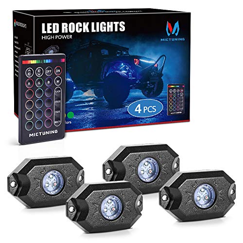 MICTUNING RGB Rock Lights with RF Remote Control Multicolor Neon Underglow LED Lighting Kit  4 Pods