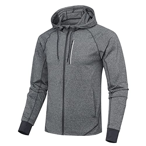 Mens Long Sleeve Jacket Hoodie Running Cycling Jersey Full Zipper Bicycle Coat