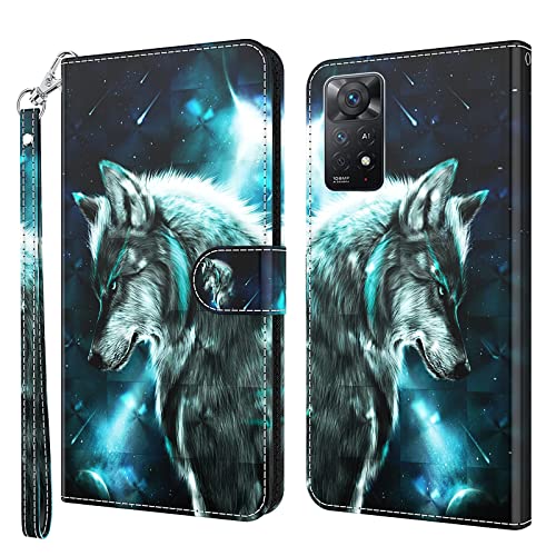 ALILANG Phone Case for Xiaomi Redmi Note 11 4G Not 5G Case Premium Flip Magnetic Closure Stand Function Card Holder PU Leather Cover for Redmi Note 11 4G Wallet CaseBlue Butterfly