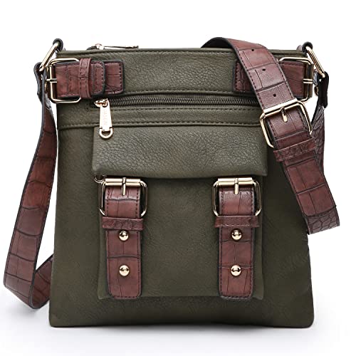 Dasein Womens UltraThin Vegan Leather Crossbody Bags with Convenient