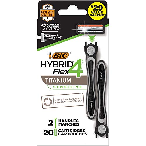 BIC Flex 4 Sensitive Hybrid Men39s 4Blade Disposable Razor 2 Handles and 20 Cartridges Smooth and Close Shave