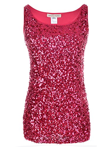 Womens Sleeveless RoundNeck Tank Top with Glitter and Sequin Accents by AnnaKaci