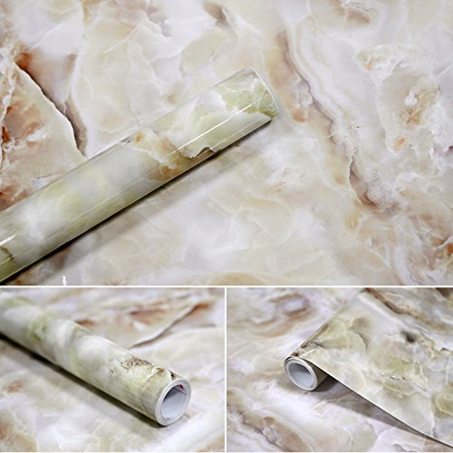 APSOONSELL Granite Marble Wallpaper Film SelfAdhesive Peel and Stick Marble Sticker for Kitchen Bathroom Table DecorInk White 157 x 709