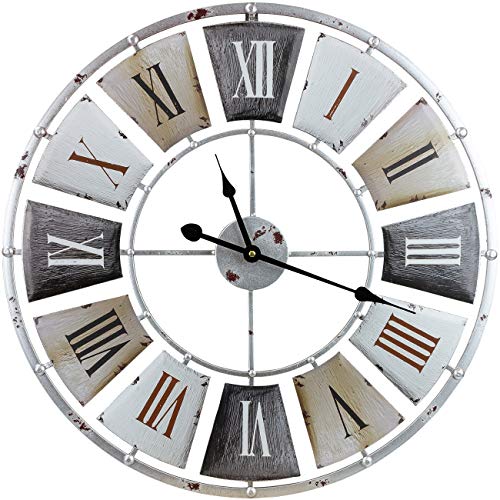 Sorbus Large Decorative Wall Clock Centurion Roman Numeral Hands Vintage Industrial Rustic Farmhouse Style Modern Home Decor Ideal for Living Room Analog Wood Metal Clock 24 Round