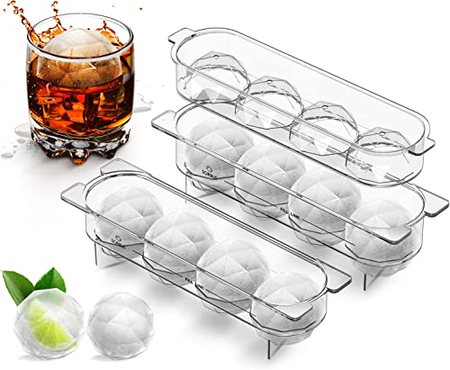 Sorbus Ice Ball Mold Maker  Round Ice Cube Tray with 3D Geometric Design  Sphere Shape Iceball Shaper for Freezer  Great for Whiskey Bourbon Cocktails  Drinks