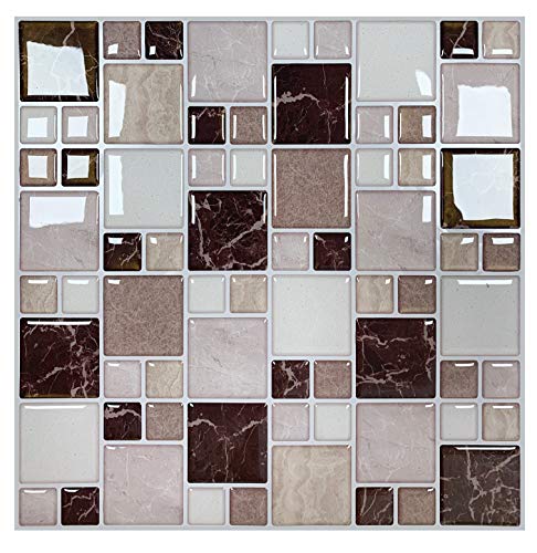 VANCORE 3D Mosaic Peel and Stick Backsplash Wall Paper for Kitchen Bathroom Self Adhesive Removable Decorative Tiles 10x 10 5 Sheets