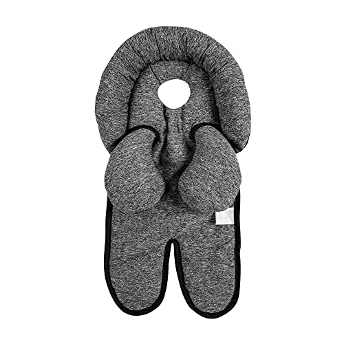 Boppy Head And Neck Support Charcoal Heathered Reversible Fabric With Removable Neck Support For 3 or 5point Harness Systems For Strollers And Swings 0 Months