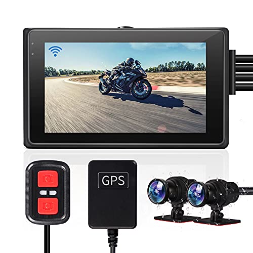 VSYSTO Fish Eye Camera WiFi Motorcycle Dash Cam 3 IPS Screen GPS WDR Dual 1080P Front  Rear Sports Action Camera DVR 150 Wide Angle SONYIMX307 Len Night Vision GSensor Loop Recording