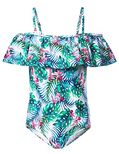 Wantdo Girl39s One Piece Hawaiian Ruffle Swimsuit Floral Swimwear