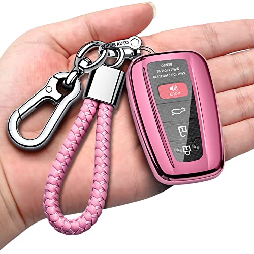 Autophone Compatible With Toyota Key Fob Cover with Keychain Soft TPU Key Shell CaseFor 20202022 Highlander 20182022 RAV4 Camry CHR Corolla Avalon Prius GT86 Smart KeyBlack