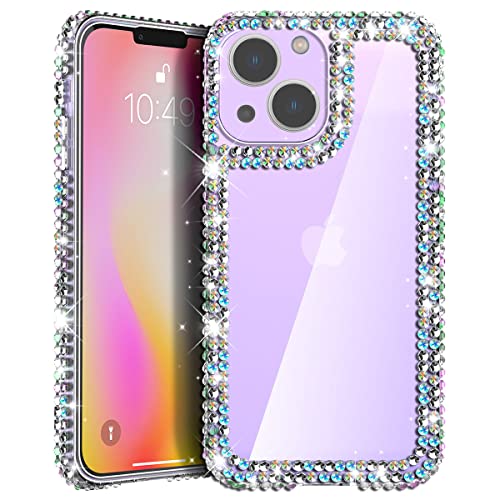 AICase for iPhone 14 Case for Women Glitter with Rhinestone Bling Diamond Girly Sparkle Cute Clear Phone Case for iPhone 14 Luxury Pretty Fashion Protective Case for Girls