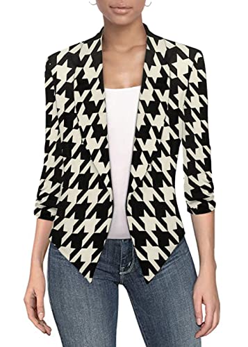 Hybrid Women39s Casual Work Office Blazer Jacket Open Front Cardigan Shawl Lapel with Removable Shoulder Pads Made in USA