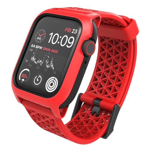 Catalyst Case Designed for Apple Watch Series SE 2022 Series 65 and 4 44mm Buckle Edition Drop Proof 99ft Sport Band Breathable Rugged  Flame Red