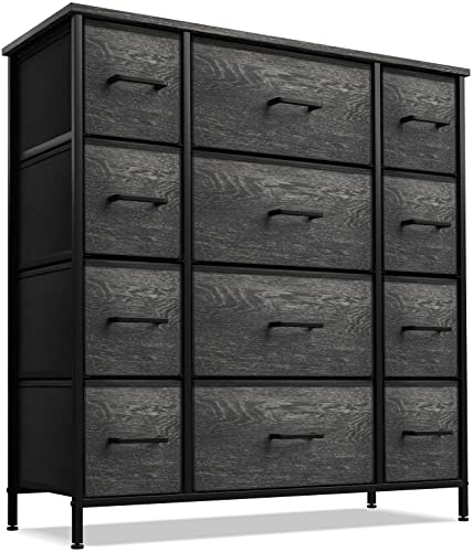 Sorbus 8 Drawer Fabric Dresser for Bedroom  Steel Frame Wood Top  Faux Wood Fabric  Tall Storage Chest for Clothes  Portable Stand Up Wardrobe