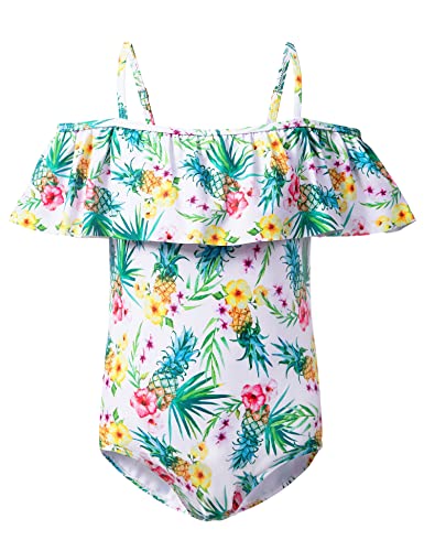 Wantdo Girl39s One Piece Hawaiian Ruffle Swimsuit Floral Swimwear