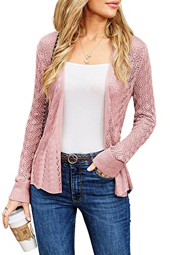 GRACE KARIN Womens Cardigans HollowedOut Open Front Knitwear Sweater with Belt