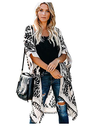 AnnaKaci Womens Casual Boho Beach Cover Up Print Kimono Cardigan