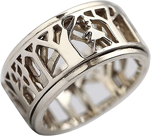 Energy Stone Lady Man in Nature Sterling Silver Meditation Spinner Ring US80