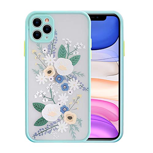 Ownest Compatible with iPhone 11 Pro Case for Clear Frosted PC Back 3D Floral Girls Woman and Soft TPU Bumper Protective Silicone Slim Shockproof Flower Case for iPhone 11 ProNavy Blue