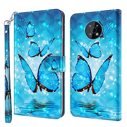 ALILANG Phone Case for Nokia G50 Case Premium Flip Magnetic Closure Stand Function Card Holder PU Leather Cover for Nokia G50 Wallet CaseBlue Butterfly