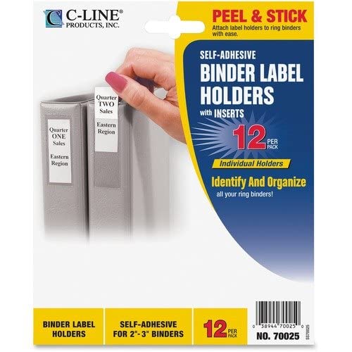 Label Holders Top Load Adhesive 134 x 314 Clear CLine 70025 12Pack