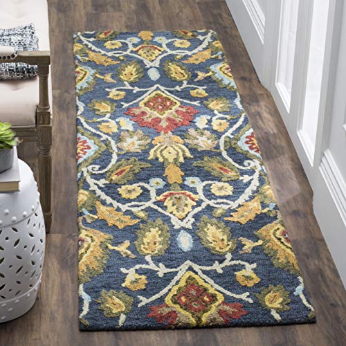 SAFAVIEH Blossom Collection 239 x 339 Charcoal  Multi BLM402H Handmade Wool Entryway Living Room Foyer Bedroom Accent Rug