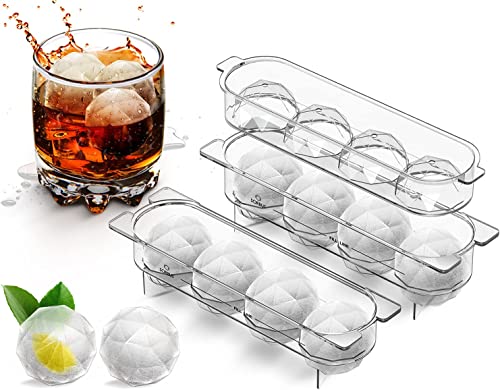 Sorbus Ice Ball Mold Maker  Round Ice Cube Tray with 3D Geometric Design  Sphere Shape Iceball Shaper for Freezer  Great for Whiskey Bourbon Cocktails  Drinks