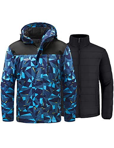 Wantdo Men39s Waterproof 3 in 1 Ski Jacket Warm Winter Coat Windproof Snowboarding Jackets with Detachable Puffer Coat