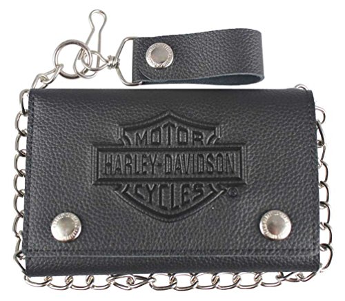 HarleyDavidson Men39s BS Embossed Trucker TriFold Plus Wallet XML3514BLACK