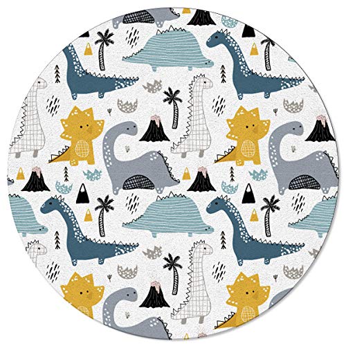 Small Round Dinosaur Area Rug 3f for Kids Nursery Room Boys  Girls Room Cartoon Cute Rugs Soft Shag Carpet NonShedding Rug NonSlip Playing Mat for Boys and Girls Room Bedroom Washable Circle Rug