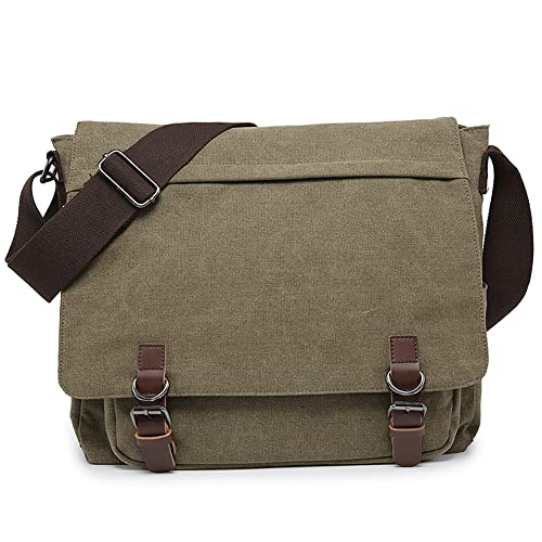 Large Vintage Canvas Messenger Shoulder Bag Crossbody Bookbag Business Bag for 15inch Laptop