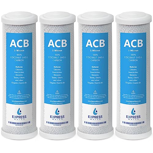 Express Water FLTCAR0504C Replacement 5Micron 10Inch Undersink RO Water Filter with Activated Carbon Blocks