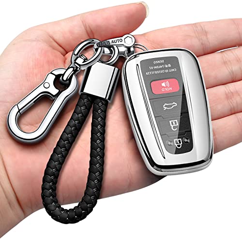 Autophone Compatible With Toyota Key Fob Cover with Keychain Soft TPU Key Shell CaseFor 20202022 Highlander 20182022 RAV4 Camry CHR Corolla Avalon Prius GT86 Smart KeyBlack