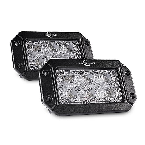 MICTUNING 2PCS 18W Flush Mount Led Pods Flood Led Work Light Bar Off Road Backup Driving Lights Fog Lamp Compatible with Jeep Bumper ATV UTV SUV Truck Boat