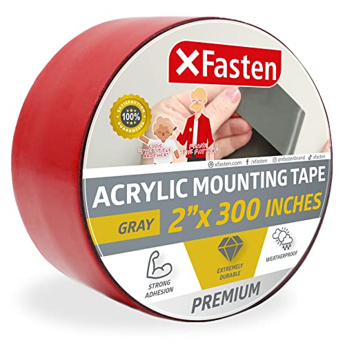 XFasten Extreme DoubleSided Acrylic Mounting Tape Removable Gray 2inch x 300Inch Waterproof Indoor and Exterior Double Sides Brick Mounting Tape