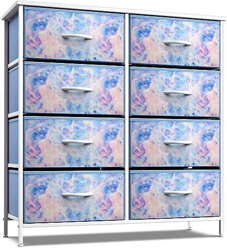 Sorbus Dresser with 8 Drawers  Furniture Storage Chest Tower Unit for Bedroom Hallway Closet Office Organization  Steel Frame Wood Top Easy Pull Fabric Bins 8Drawer Blue