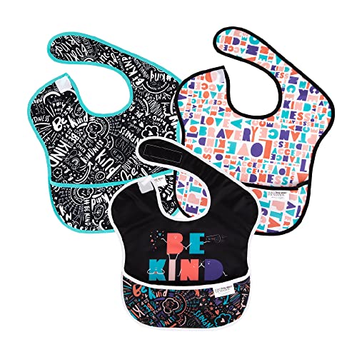 Bumkins SuperBib Baby Bib Waterproof Washable Fabric Fits Babies and Toddlers 624 Months  Always Hungry XOXO Hearts 3Pack