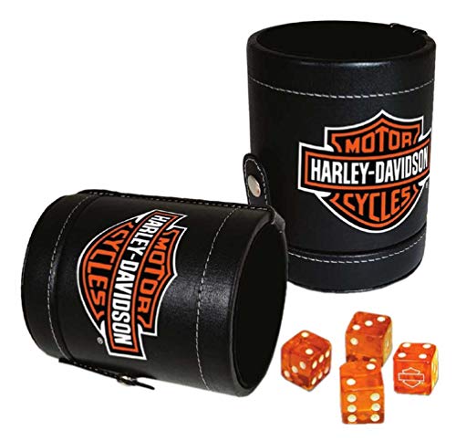 Dice Cup Game Set with HarleyDavidson Bar  Shield Logo Leatherette Cup Set of 651