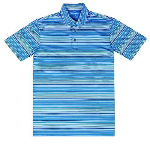 French Blue Oxford New Wilton Coolmax MultiStripe Large Size Golf Polo